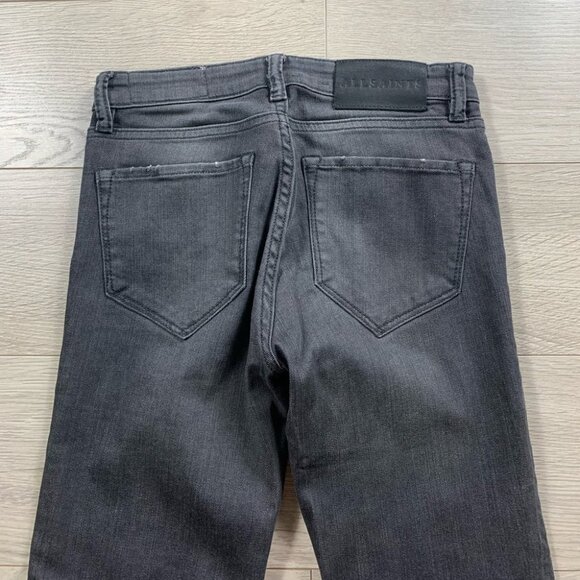All Saints Mast Low Rise Skinny Vintage Grey Distressed Jeans - Picture 7 of 14